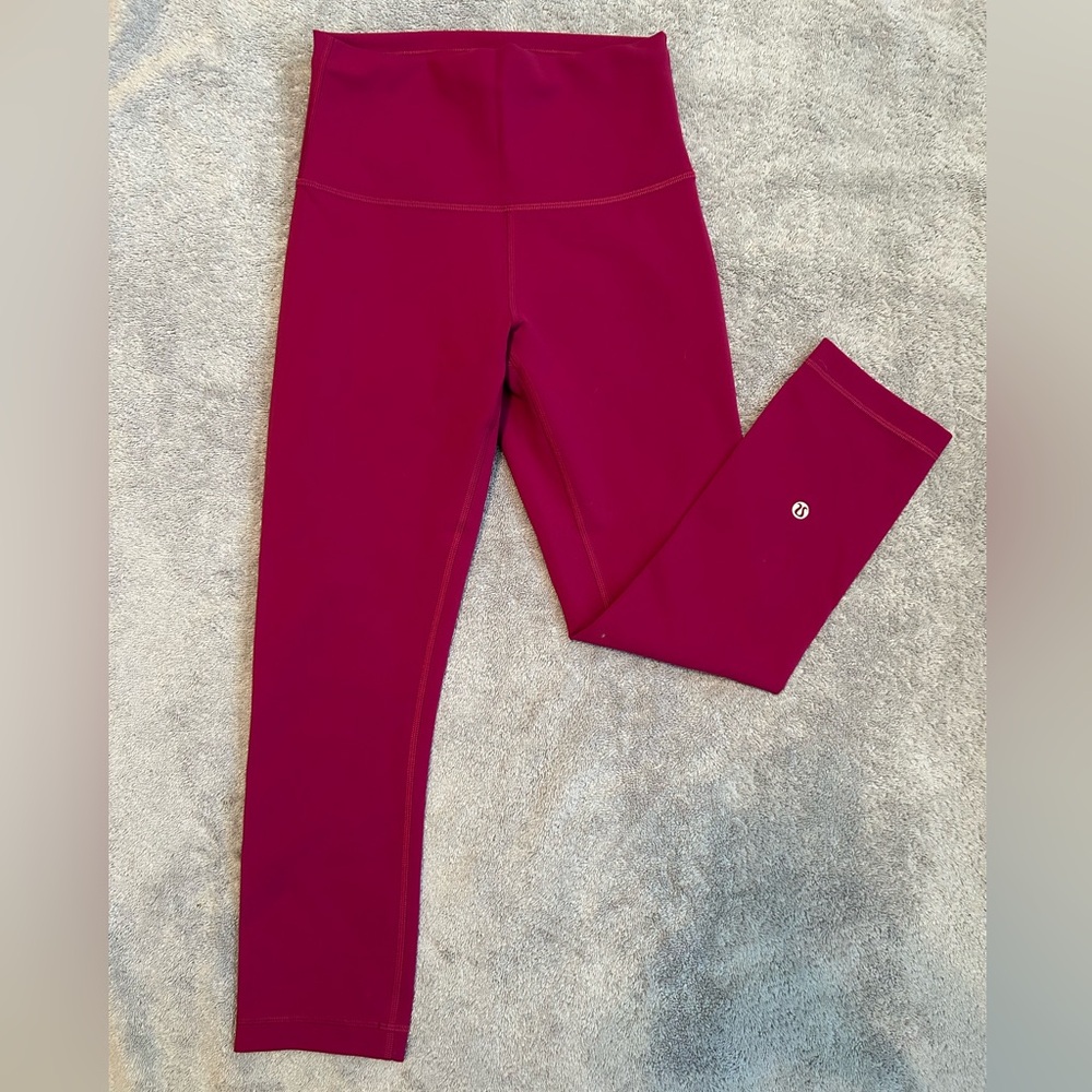 Lululemon Raspberry Coulis Wunder Train High Rise Leggings 21”